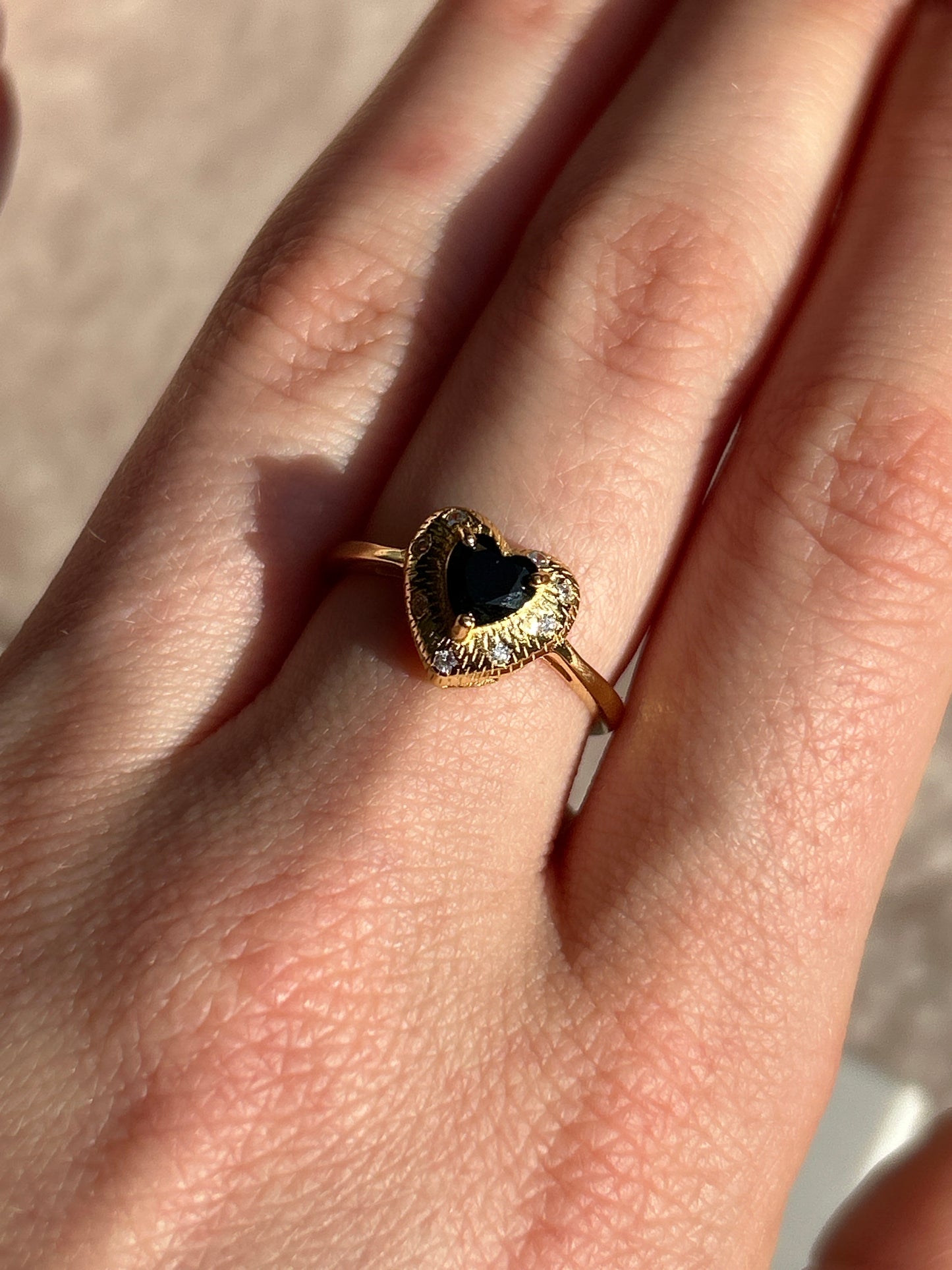 Ring 'Aya' - Obsidian - 925 Silber (Vergoldet)