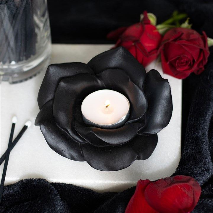 Schwarze Rose - Teelichthalter