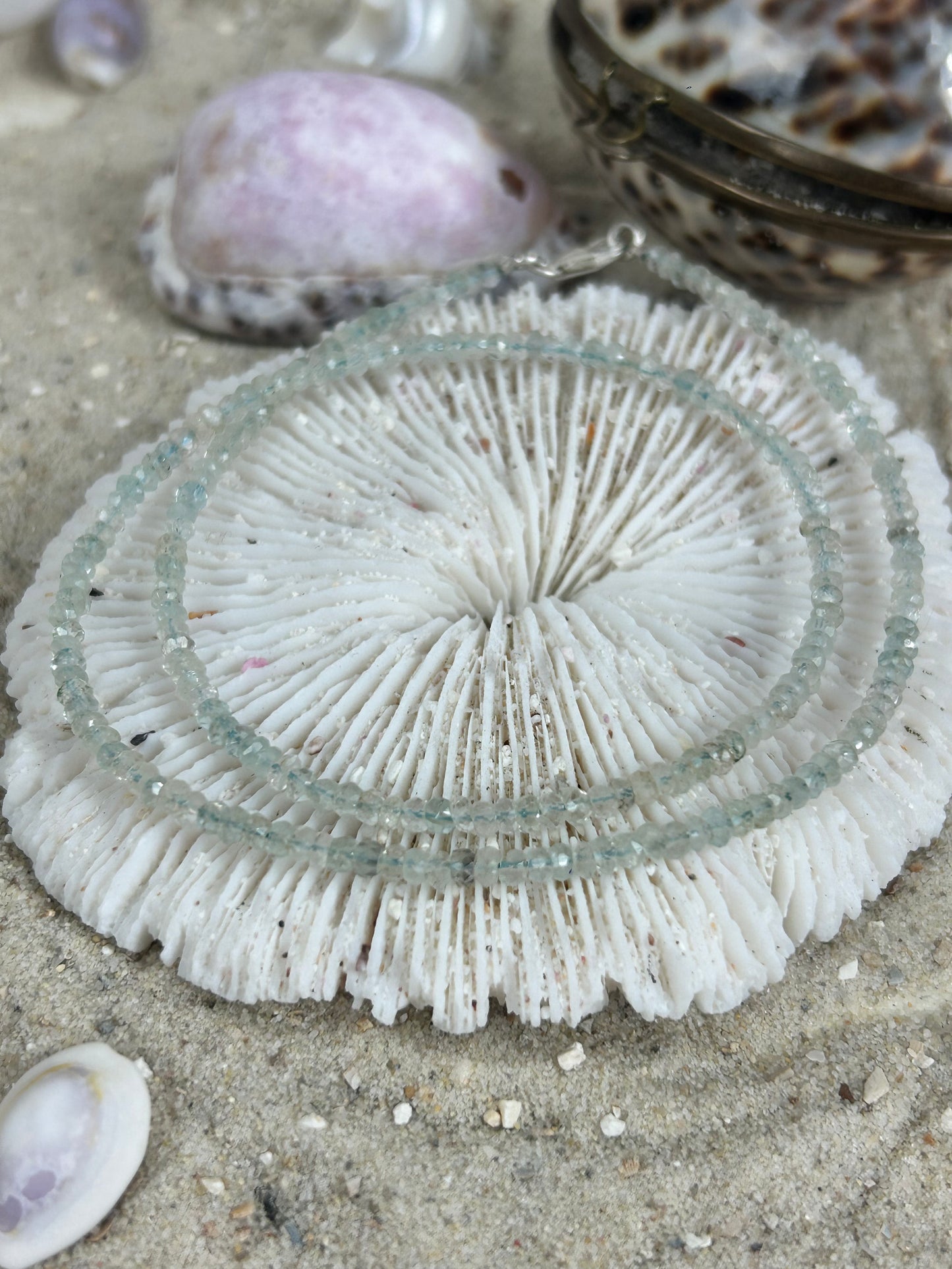Aquamarin Kette - facettiert - 925 Silber
