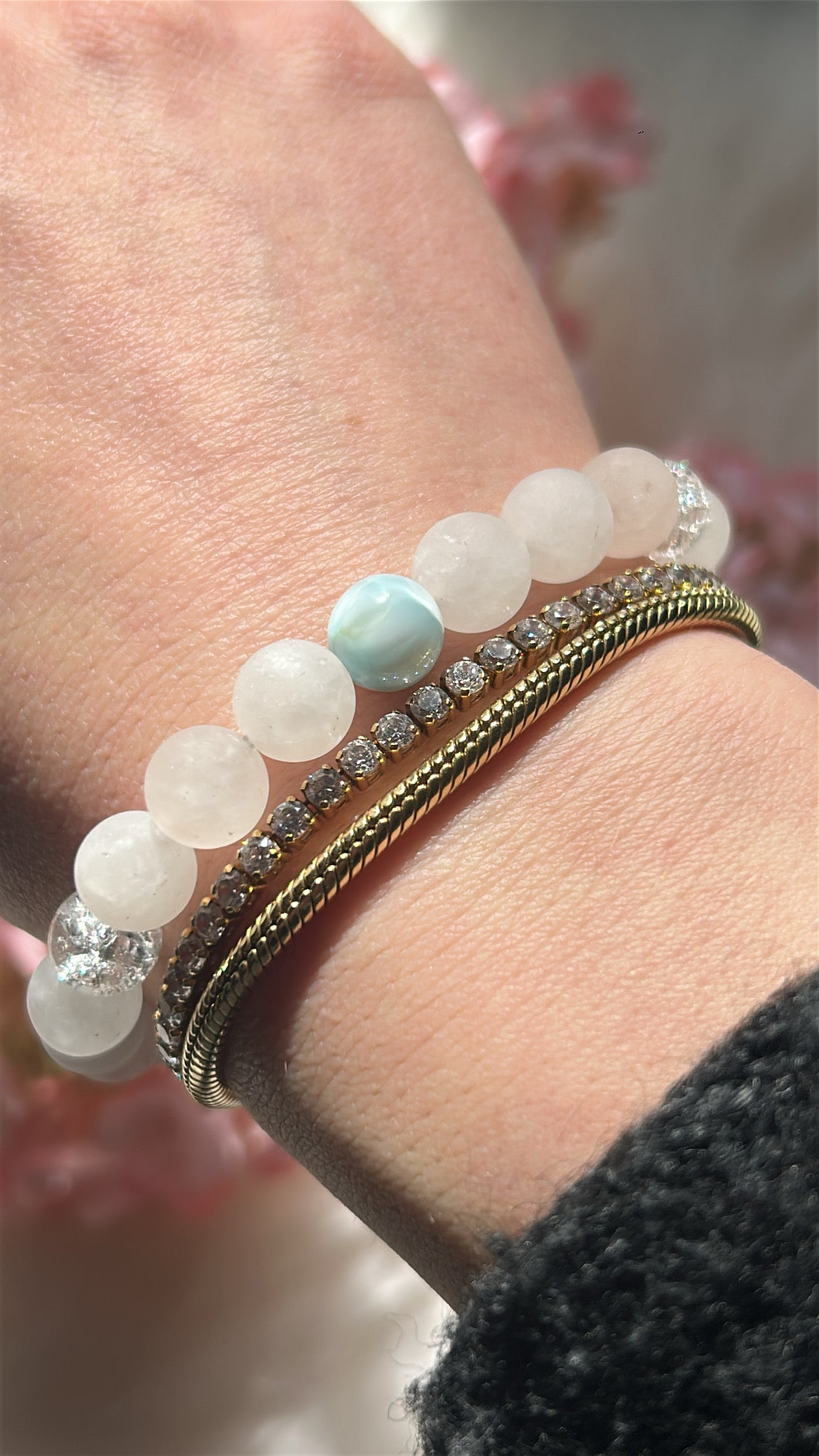 Designarmband - Larimar - Crackleq. - Rosenq.