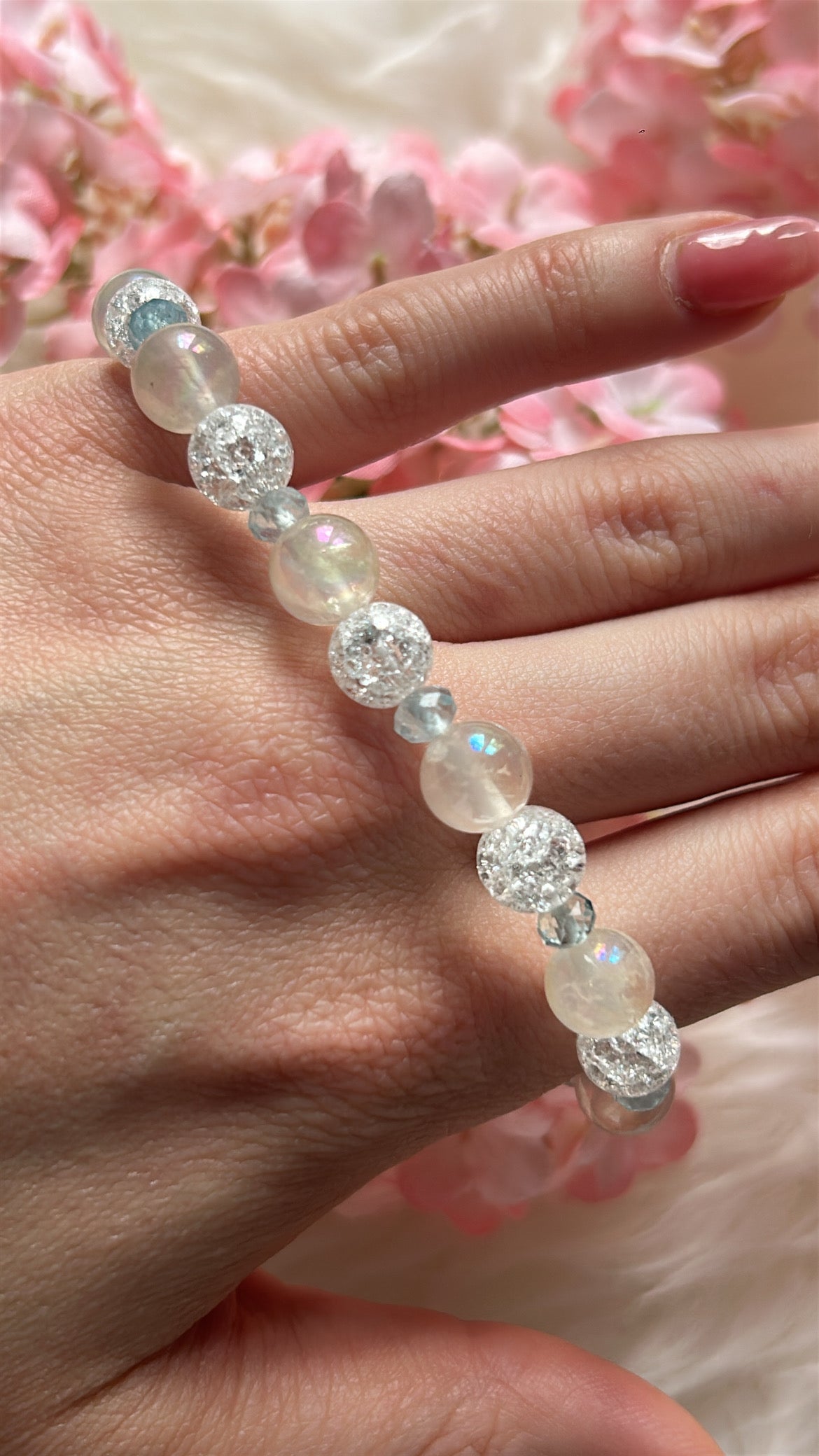 Designarmband - Cracklequarz - Angelaura Rosenq. - Aquamarin