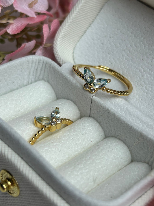 Ring 'ptéryx' - 925 Silber - Aquamarin